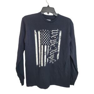 Rags of Honor Black We The People Patriotic Faded Long Sleeve Top Mens Sz Medium